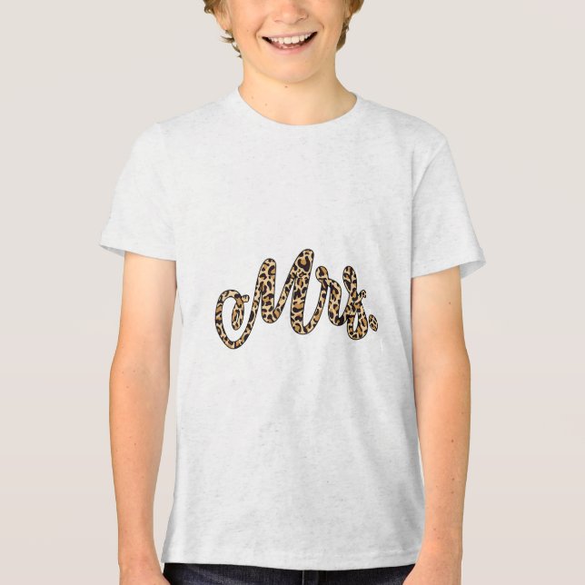 Bride Groom Frau Leopard Print Wedding Matching Co Tri-Blend Shirt (Vorderseite)