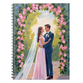 Bride & Groom Garden Arch | Floral Wedding Painted Notizblock