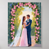 Bride & Groom Garden Arch | Floral Wedding Painted Poster (Vorne)