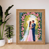 Bride & Groom Garden Arch | Floral Wedding Painted Poster