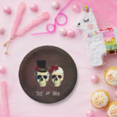 Bride & Groom Goth Skulls Hochzeitspapier-Teller Pappteller (Party)