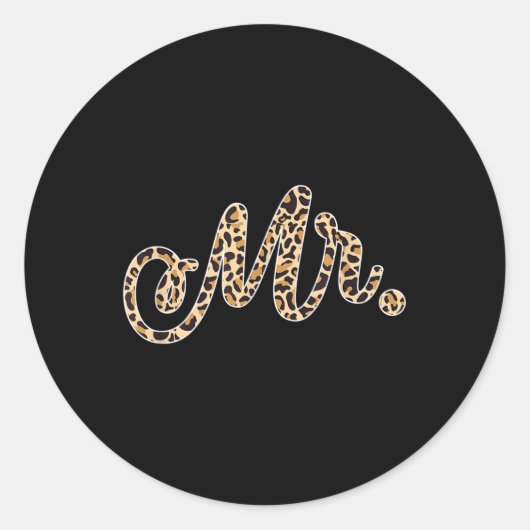 Bride Groom Herr Leopard Print Wedding Matching Co Runder Aufkleber (Vorderseite)