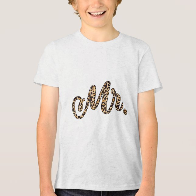 Bride Groom Herr Leopard Print Wedding Matching Co Tri-Blend Shirt (Vorderseite)