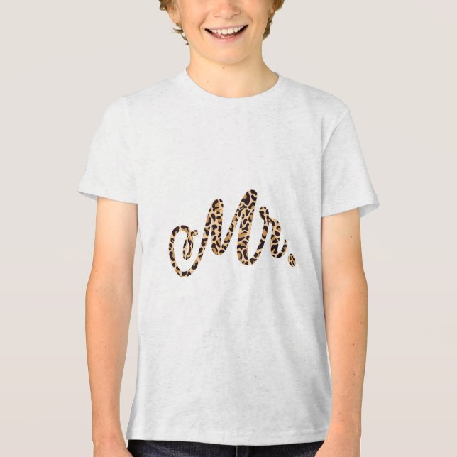 Bride Groom Herr Leopard Print Wedding Matching Co Tri-Blend Shirt (Vorderseite)