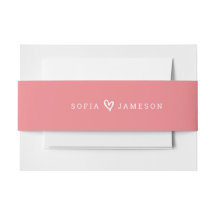 BRIDE & GROOM HERZ Moderne Korallenrosa