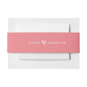 BRIDE & GROOM HERZ Moderne Korallenrosa Einladungsbanderole