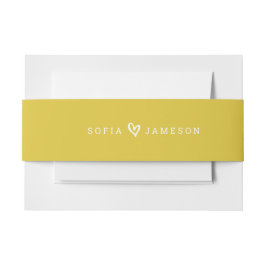 BRIDE & GROOM HERZ Moderner Senfgelb Einladungsbanderole