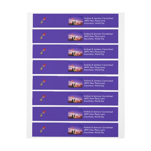 Bride & Groom in Sunset Wrap um Adressmarken Rundum-Adressaufkleber (Bogen)