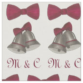 Bride Groom Initials Silver Bells Hochzeit Stoff (Nahaufnahme)