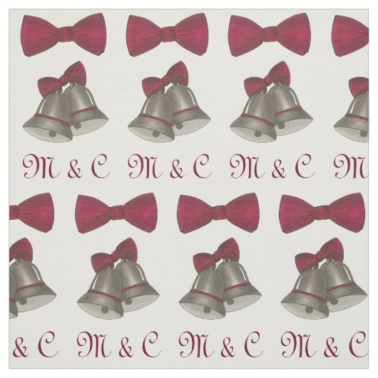 Bride Groom Initials Silver Bells Hochzeit Stoff (Muster)