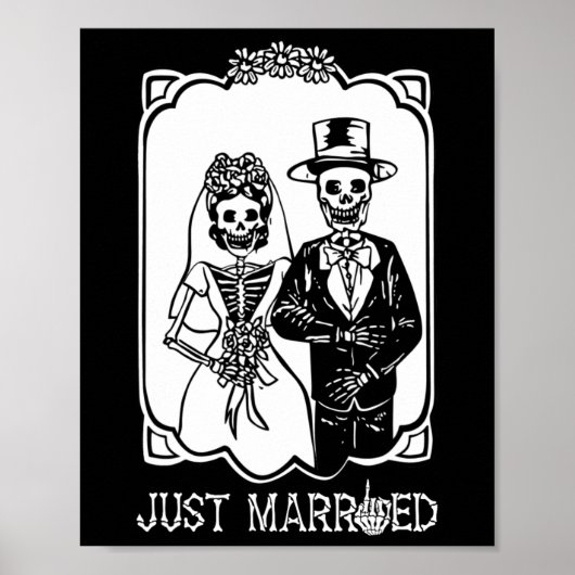 Bride Groom Just Married Skeleton Halloween Couple Poster (Vorne)