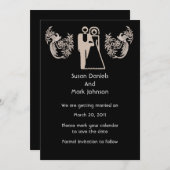 Bride Groom macht schwarze Hochzeit spart das Datu Einladung (Vorne/Hinten)