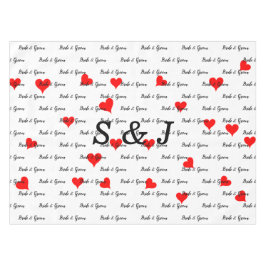 Bride Groom Monogram Typografie Rote Herzen Tischdecke