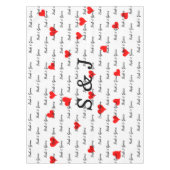 Bride Groom Monogram Typografie Rote Herzen Tischdecke (Vorderseite)