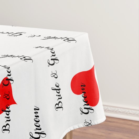 Bride Groom Monogram Typografie Rote Herzen Tischdecke (Beispiel)
