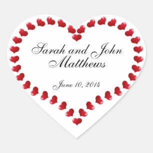 Bride Groom Names Hearts Gastgeschenk Hochzeit Sti Herz-Aufkleber