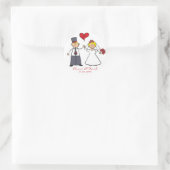 Bride & Groom Niedlichen Ehepaar Mr. & Mrs. Weddin Runder Aufkleber (Tasche)