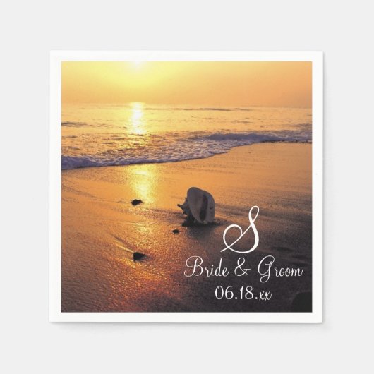 Bride Groom Personalisiert Monogram Wedding Date P Serviette (Vorderseite)