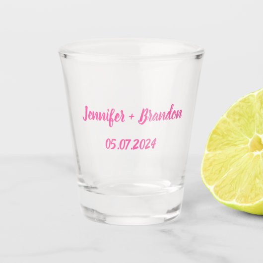 Bride Groom Pink Eleganter Individuelle Name Hochz Schnapsglas (Vorderseite)