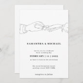 Bride Groom Ring White Clear Einfache Skizze Einladung (Vorne/Hinten)