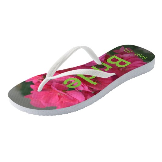 Bride Groom Rose Geranium Flip Flops Badesandalen (Schrägansicht)