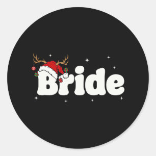 Bride Groom Santa Couples Weihnachtsausstellungen Runder Aufkleber
