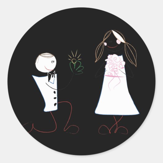 Bride Groom schlägt Clipart Hochzeitskleber vor Runder Aufkleber (Vorderseite)