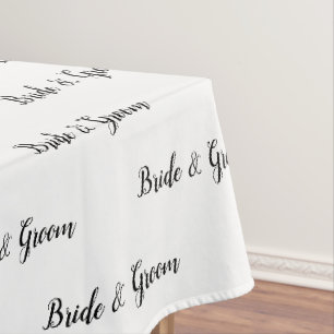 Bride Groom Schwarz-weiße Typografie Tischdecke