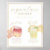 Bride & Groom Signature Drinks Aquarellcocktail Poster (Vorne)