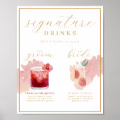Bride & Groom Signature Drinks Aquarellcocktail Poster (Vorne)