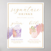 Bride & Groom Signature Drinks Aquarellcocktail Poster (Vorne)
