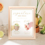 Bride & Groom Signature Drinks Aquarellcocktail Poster<br><div class="desc">Süßes, tangy & zitrusy Braut und Bräutigam Unterschrift Getränke Hochzeitscocktail, das mit Liebe infiziert ist! Unsere moderne Cocktail Zitrusfrüchte Blumenparadies Hochzeitskollektion erweckt eine sommerliche Cocktail-Atmosphäre. Weiche, von Cocktails inspirierte Farbpalette mit zitronenfarbenem Pfirsich, Gelb und Grüntönen, die mit den Sommerfarben ausbrechen. Unsere Aquarellfarben-Cocktailabbildungen werden von uns in Aquarellfarben handgemalt und anschließend...</div>