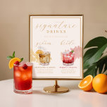 Bride & Groom Signature Drinks Aquarellcocktail Poster<br><div class="desc">Süßes, tangy & zitrusy Braut und Bräutigam Unterschrift Getränke Hochzeitscocktail, das mit Liebe infiziert ist! Unsere moderne Cocktail Hochzeitskollektion vereint lustige Cocktailvibe. Unsere Aquarellfarben geräucherten Cocktails & Himbeeren Bourbon Cocktails werden von uns in Aquarellfarbe handgemalt und dann digital gescannt und arrangiert, um dieses schöne Design zu produzieren. Karo unsere anderen...</div>