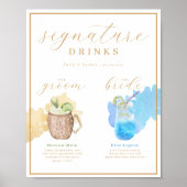 Bride & Groom Signature Drinks Watercolor Cocktail Poster (Vorne)