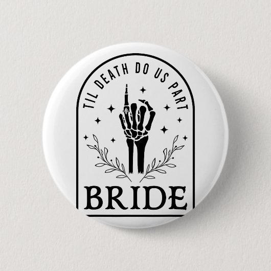 Bride Groom Skeleton Gothic Halloween Verlobung W Button (Vorderseite)