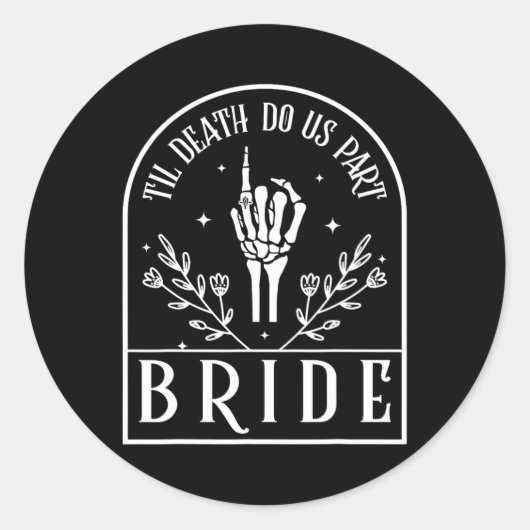 Bride Groom Skeleton Gothic Halloween Verlobung W Runder Aufkleber (Vorderseite)