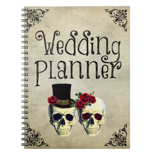 Bride & Groom Skull Wedding Planner Notebook Notizblock (Vorderseite)