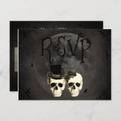 Bride & Groom Skull Wedding RSVP Card Einladungspostkarte (Vorne/Hinten)