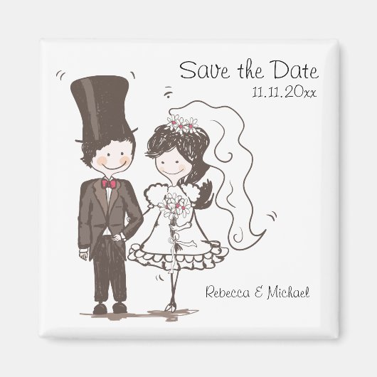 Bride & Groom Speichern Sie das Datum der Magnete Magnet (Vorne)