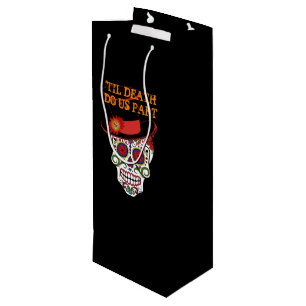 Bride & Groom Sugar Skulls bis zum Tod tun uns Par Geschenktüte Für Weinflaschen