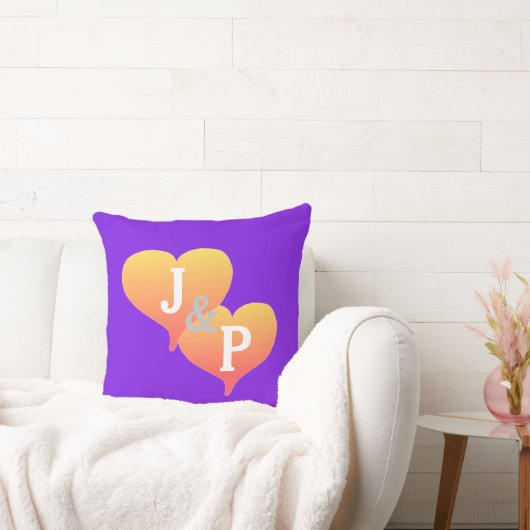 Bride Groom Sunset Hearts Violet Reversible Pillow Kissen (Liege)