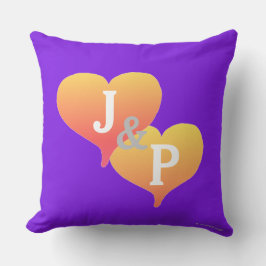 Bride Groom Sunset Hearts Violet Reversible Pillow Kissen