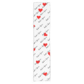 Bride Groom Table Red Hearts Kurzer Tischläufer (Vorderseite)
