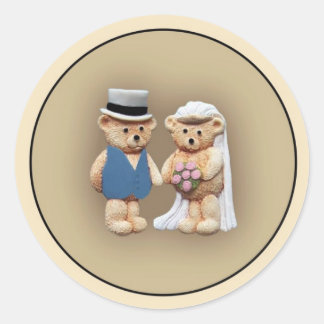 Bride & Groom Teddy Bears Runder Aufkleber