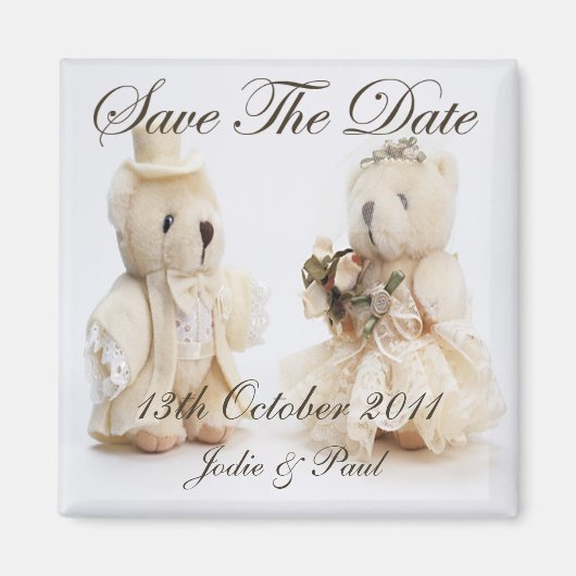 Bride & Groom Teddy Bears - Save the Date Magnet (Vorne)