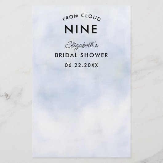Bride Groom Trivia Cloud 9 Brautparty Elegant Flyer (Hinten)