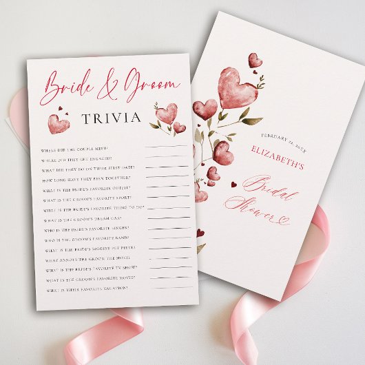 Bride Groom Trivia Valentine Bridal Shower Elegant Flyer