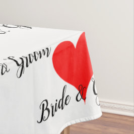 Bride Groom Typografie Red Hearts Tischdecke