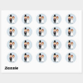 Bride & Groom Wedding Blue Polka Dot Stickers (Blatt)