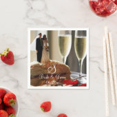 Bride Groom Wedding Cake Individuelle Name Date Mo Serviette (Beispiel)